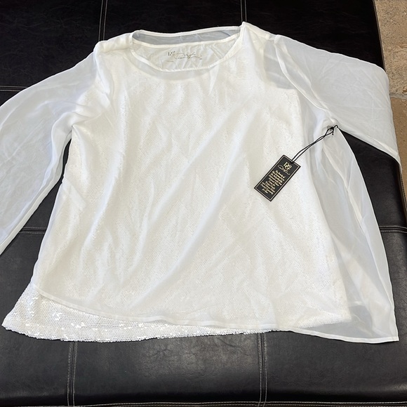 DG2 by Diane Gilman Asymmetric Blouse with Sequin Tank - Picture 2 of 10